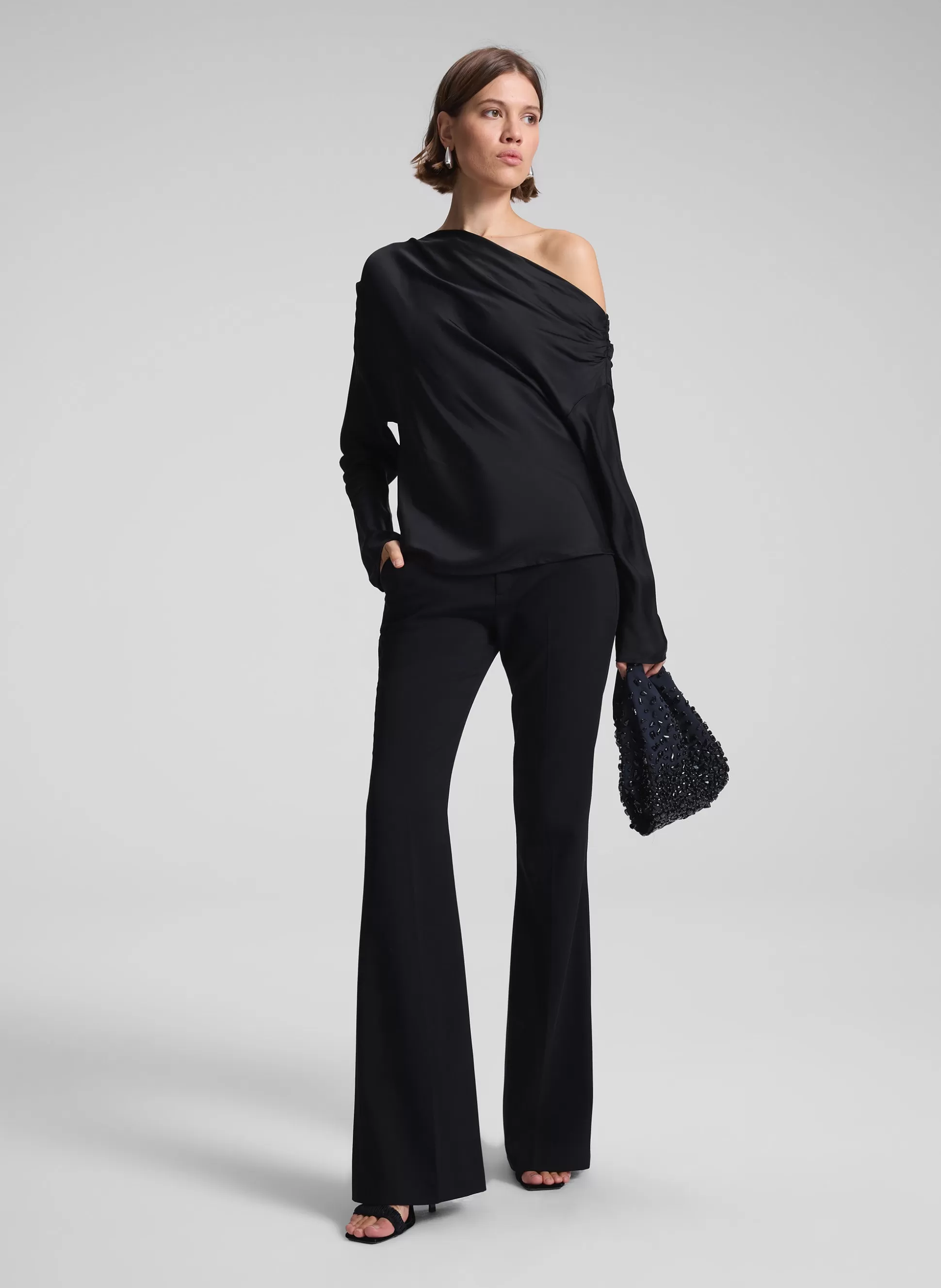 Tops>A.L.C. Piper Satin Top Black