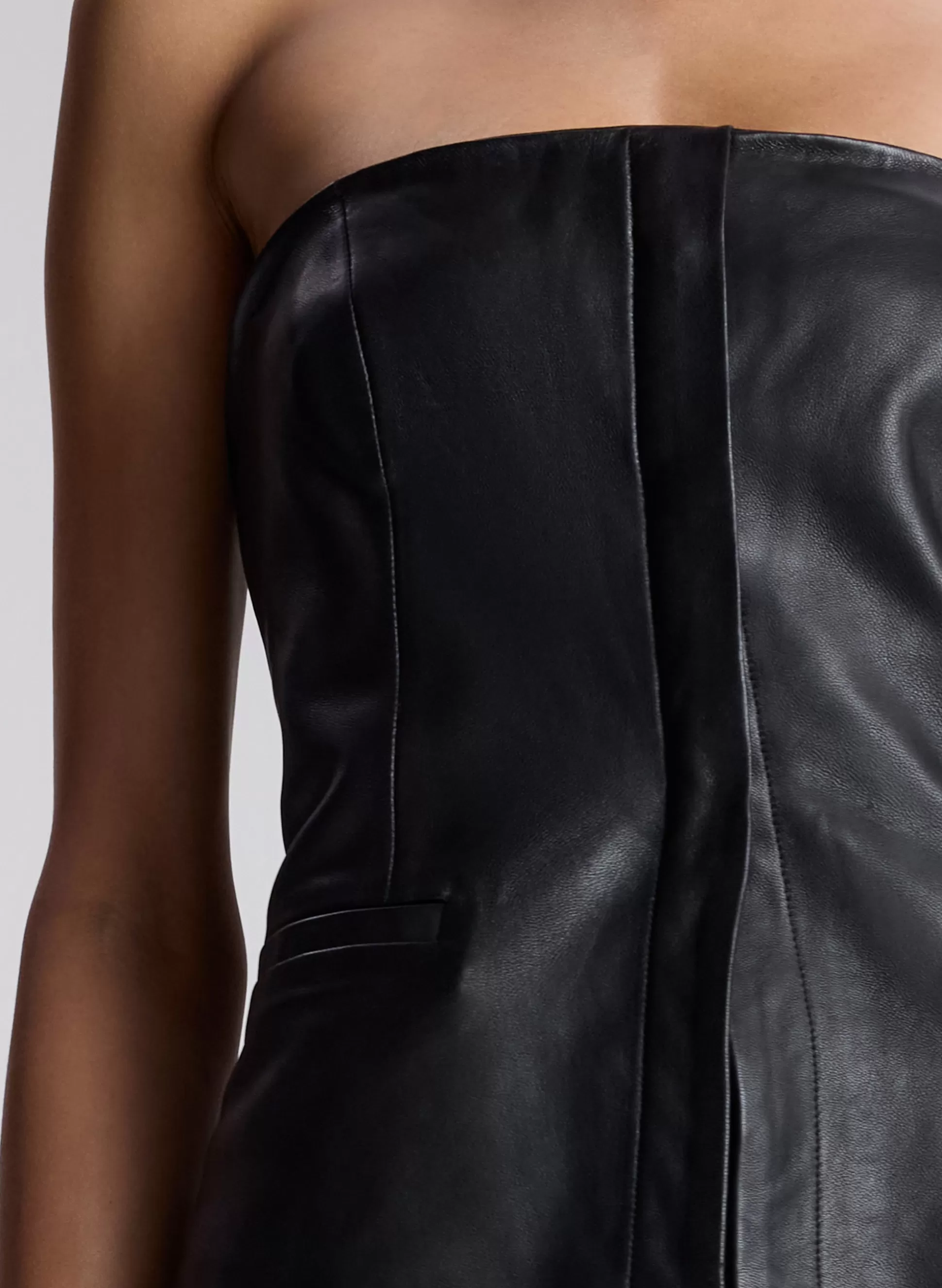 Tops>A.L.C. Renee Strapless Leather Top Black