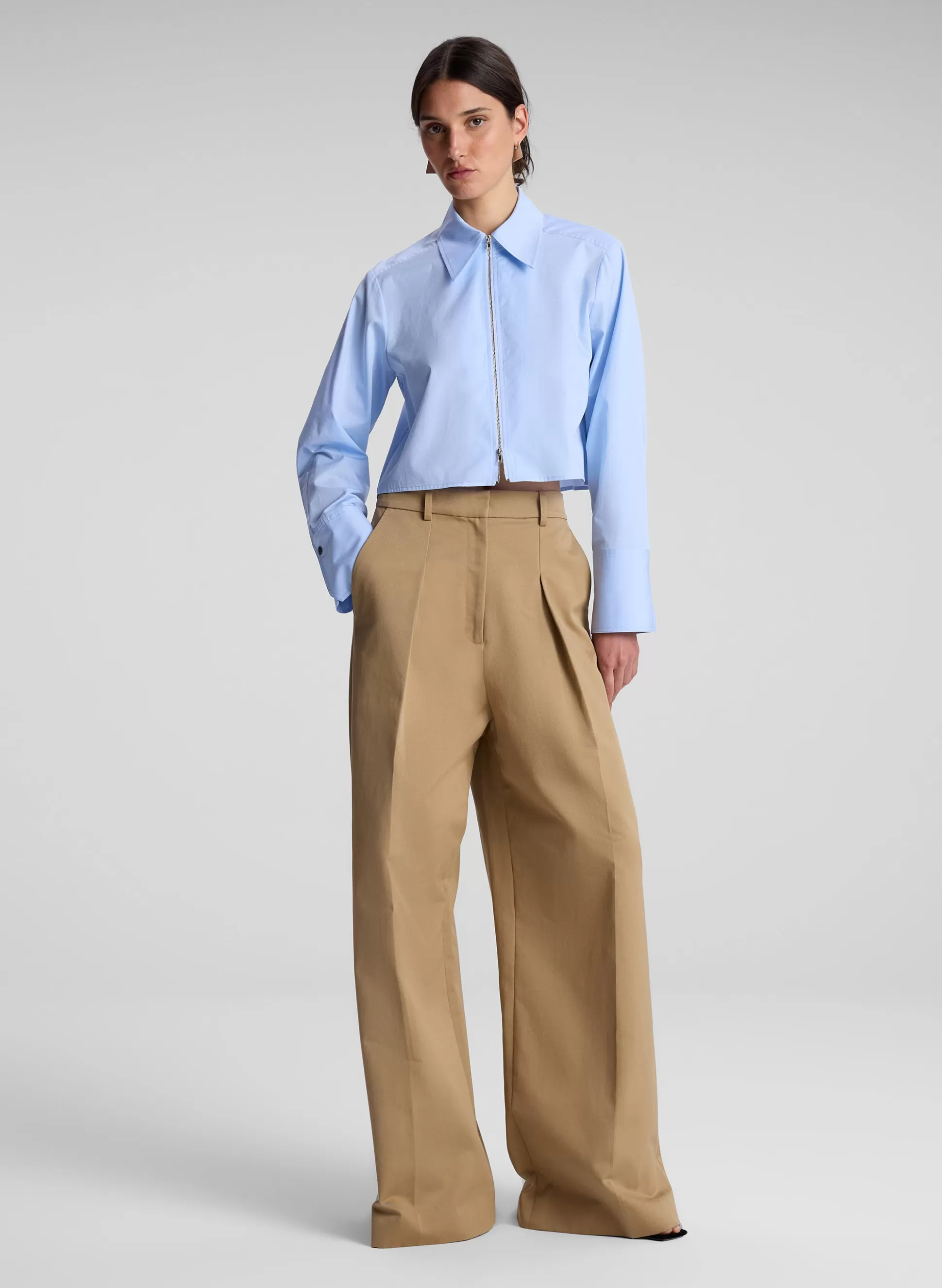 Bottoms>A.L.C. Ryder Cotton Wide Leg Pant Autumn Khaki