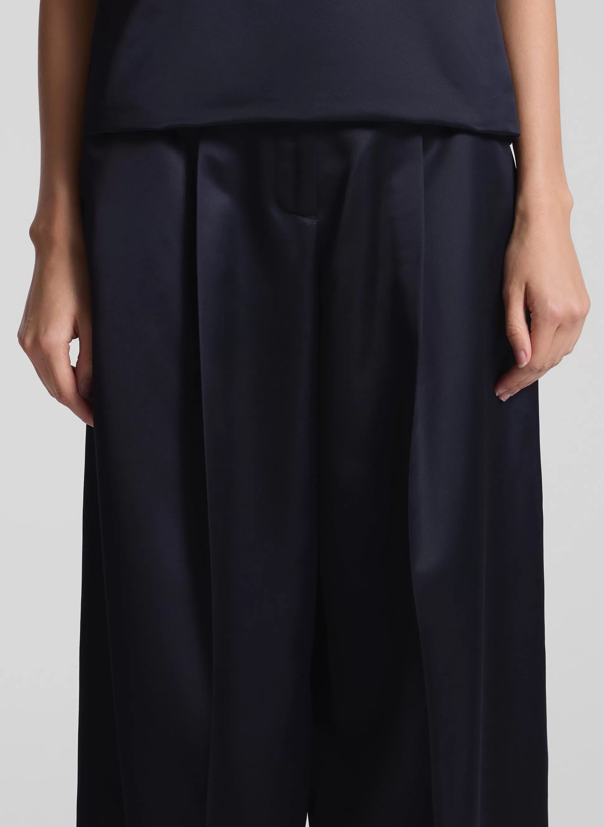 Bottoms>A.L.C. Ryder Satin Wide Leg Pant Deep Navy