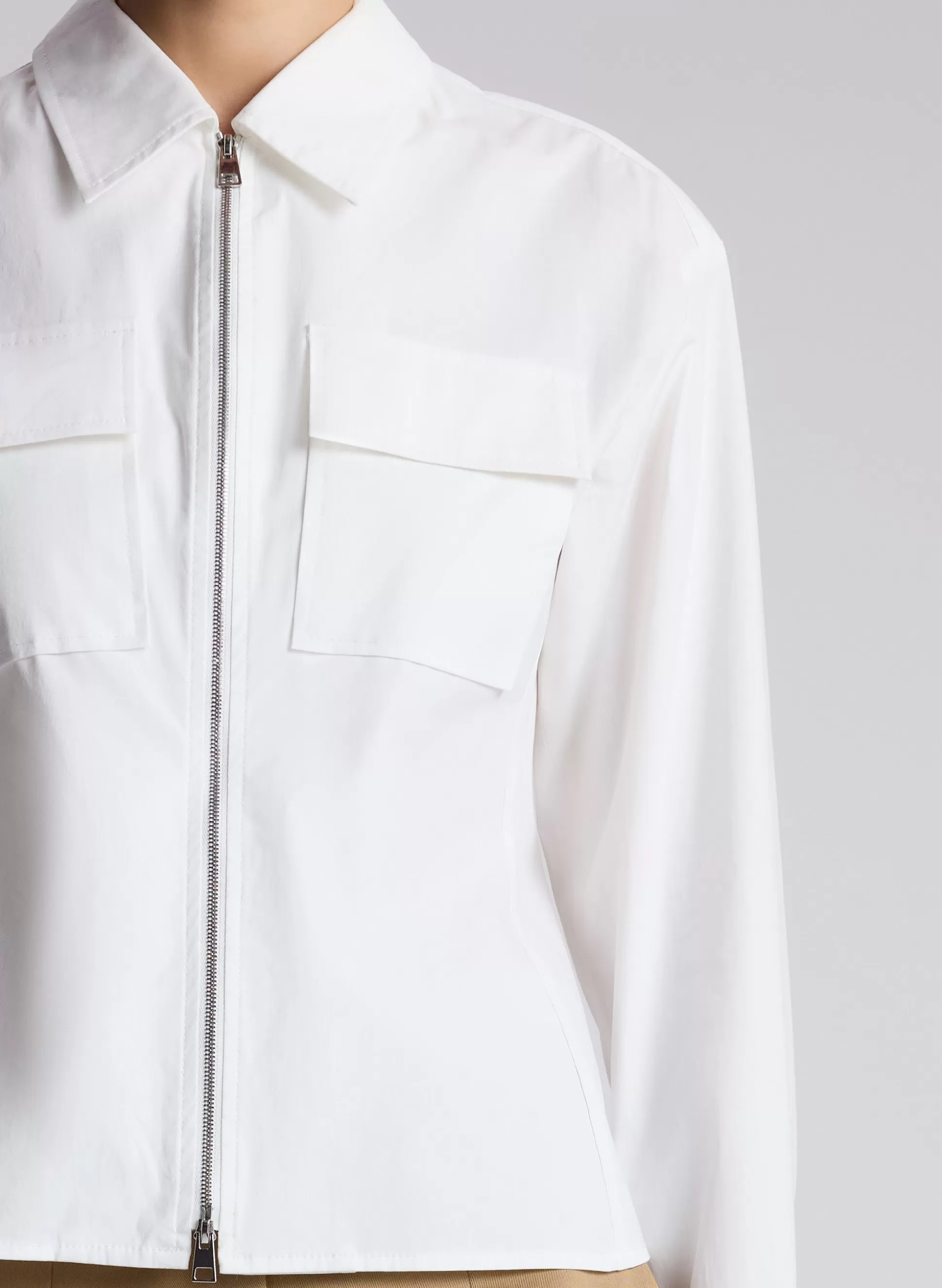 Tops>A.L.C. Sage Cotton Zip Top White