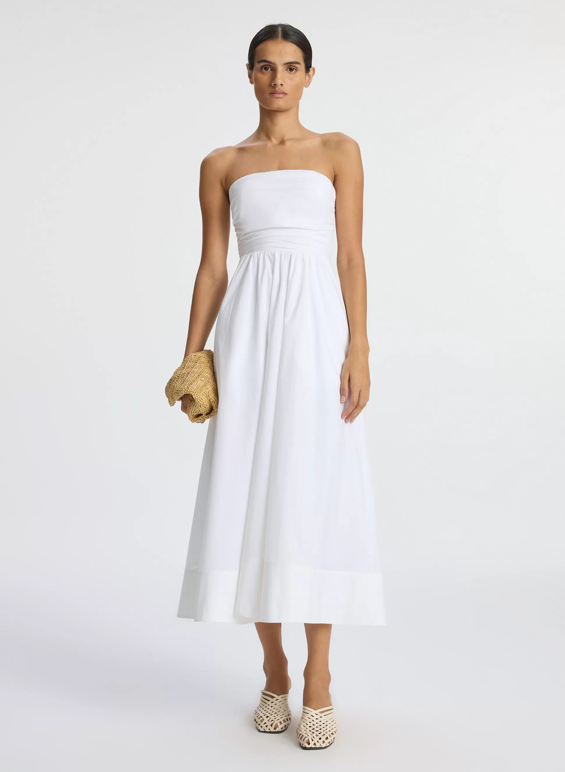 Dresses>A.L.C. Tate Strapless Midi Dress White