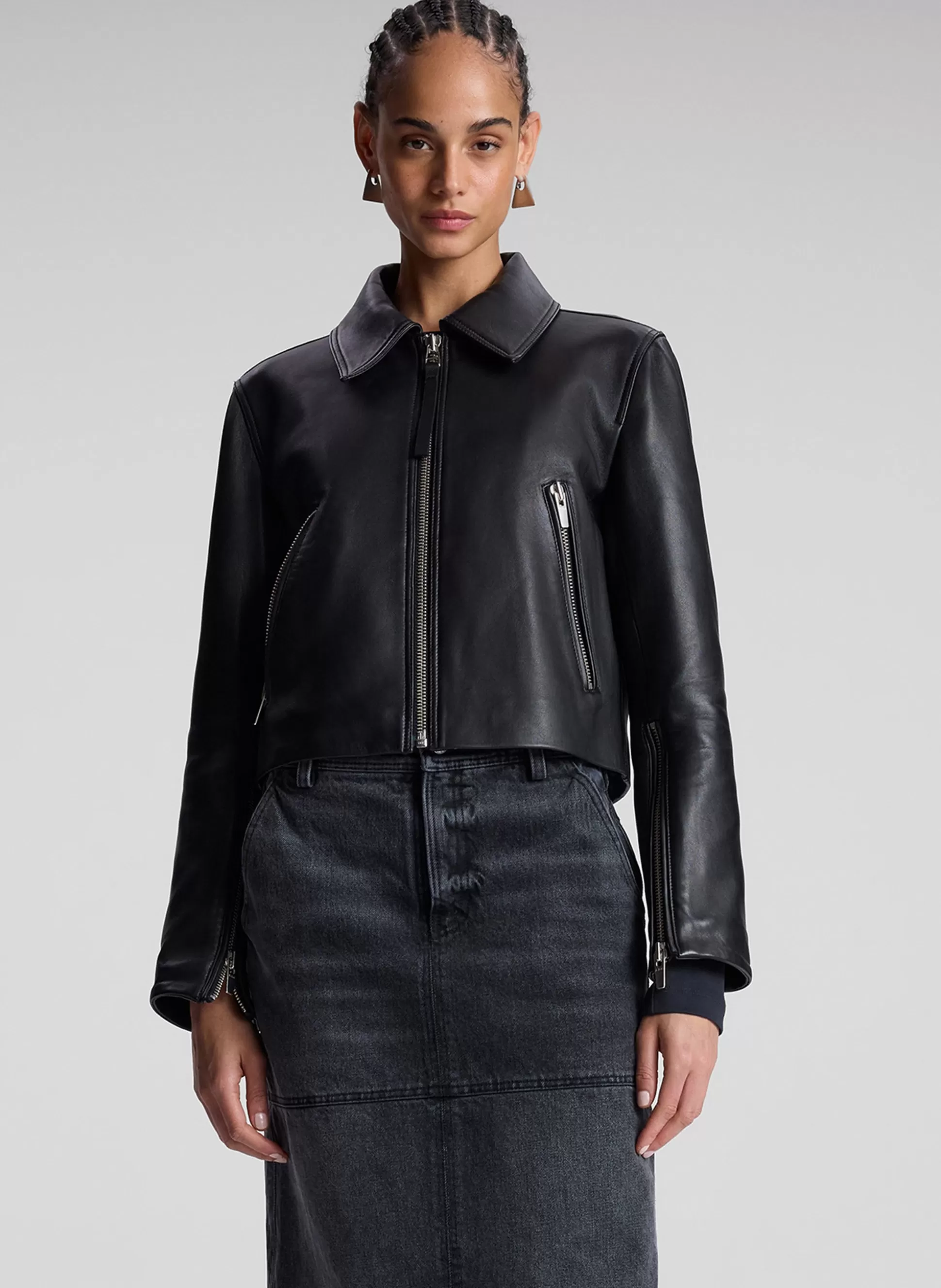 Jackets & Coats>A.L.C. Tatum Leather Jacket Black
