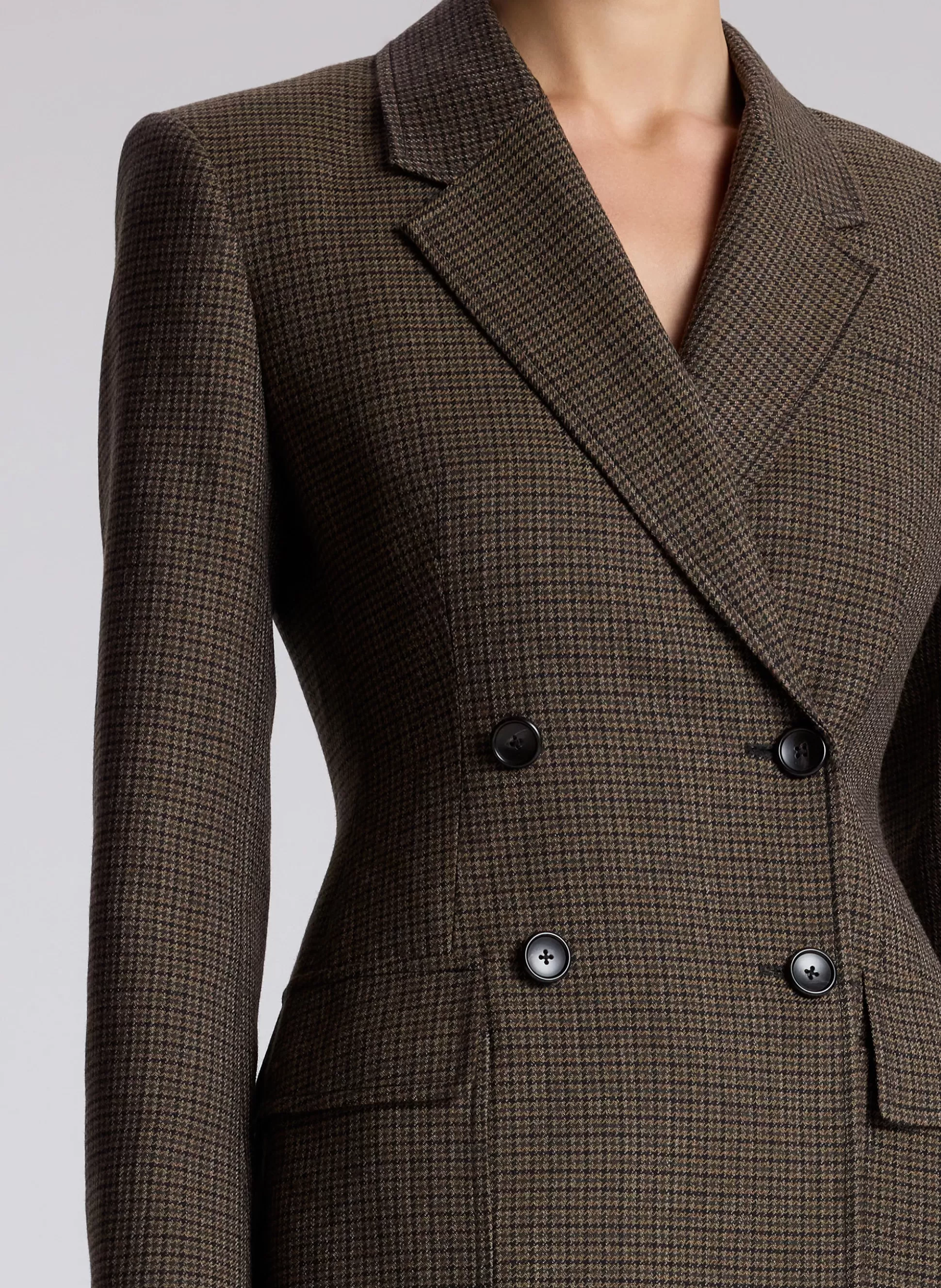 Jackets & Coats>A.L.C. Tess Mini Houndstooth Jacket Tan/Olive