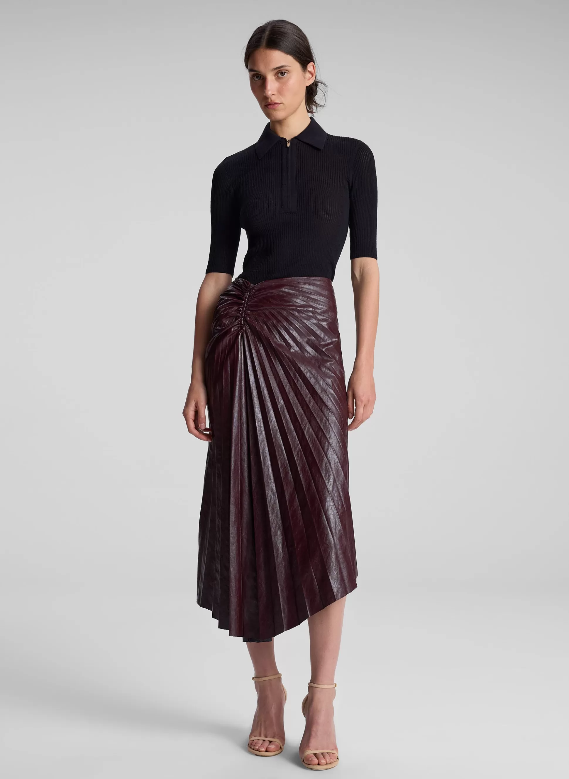 Bottoms | Skirts>A.L.C. Tracy Textured Vegan Leather Skirt Cordovan
