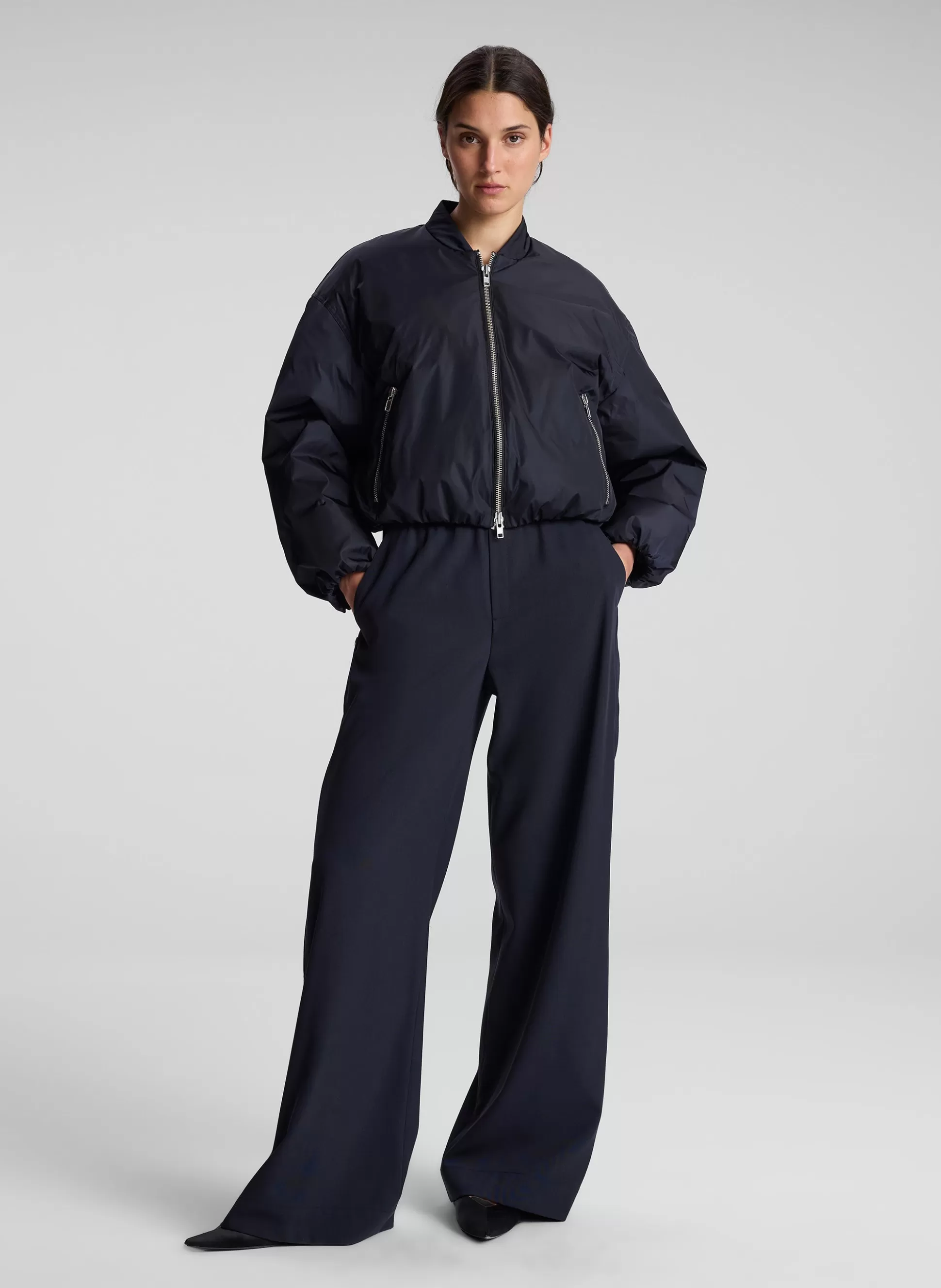Jackets & Coats>A.L.C. Zane Nylon Bomber Jacket Maritime Navy