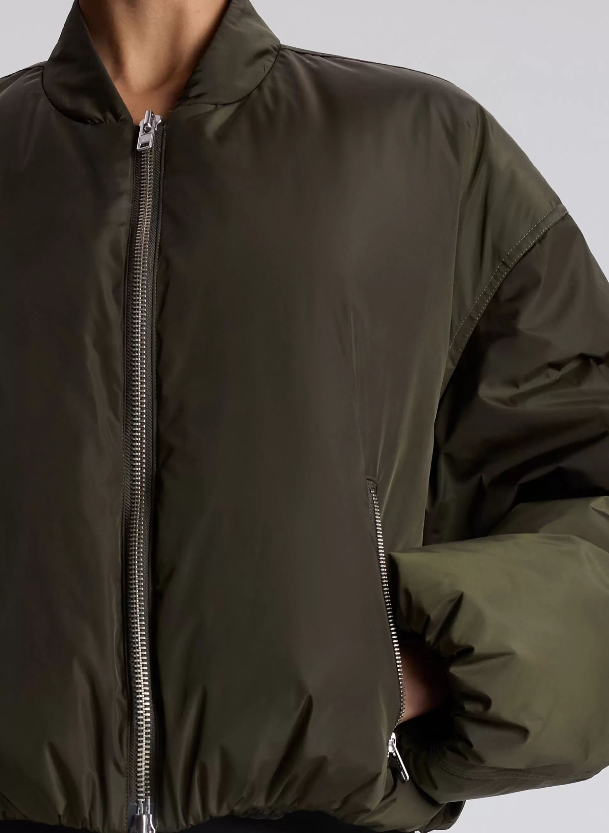 Jackets & Coats>A.L.C. Zane Nylon Bomber Jacket Deep Olive